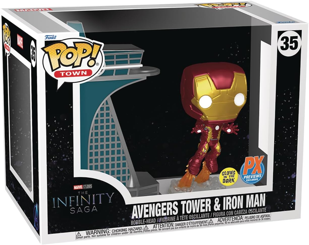 Funko Pop! Town: Avengers: Age of Ultron - Avengers Tower with Iron Man (Glow-in-The-Dark) PX Vinyl Figure