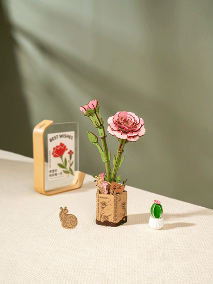 Pink Carnation 3D Wooden Puzzle